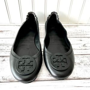 Tory Burch Minnie Travel Ballet  Flats Black Size 9